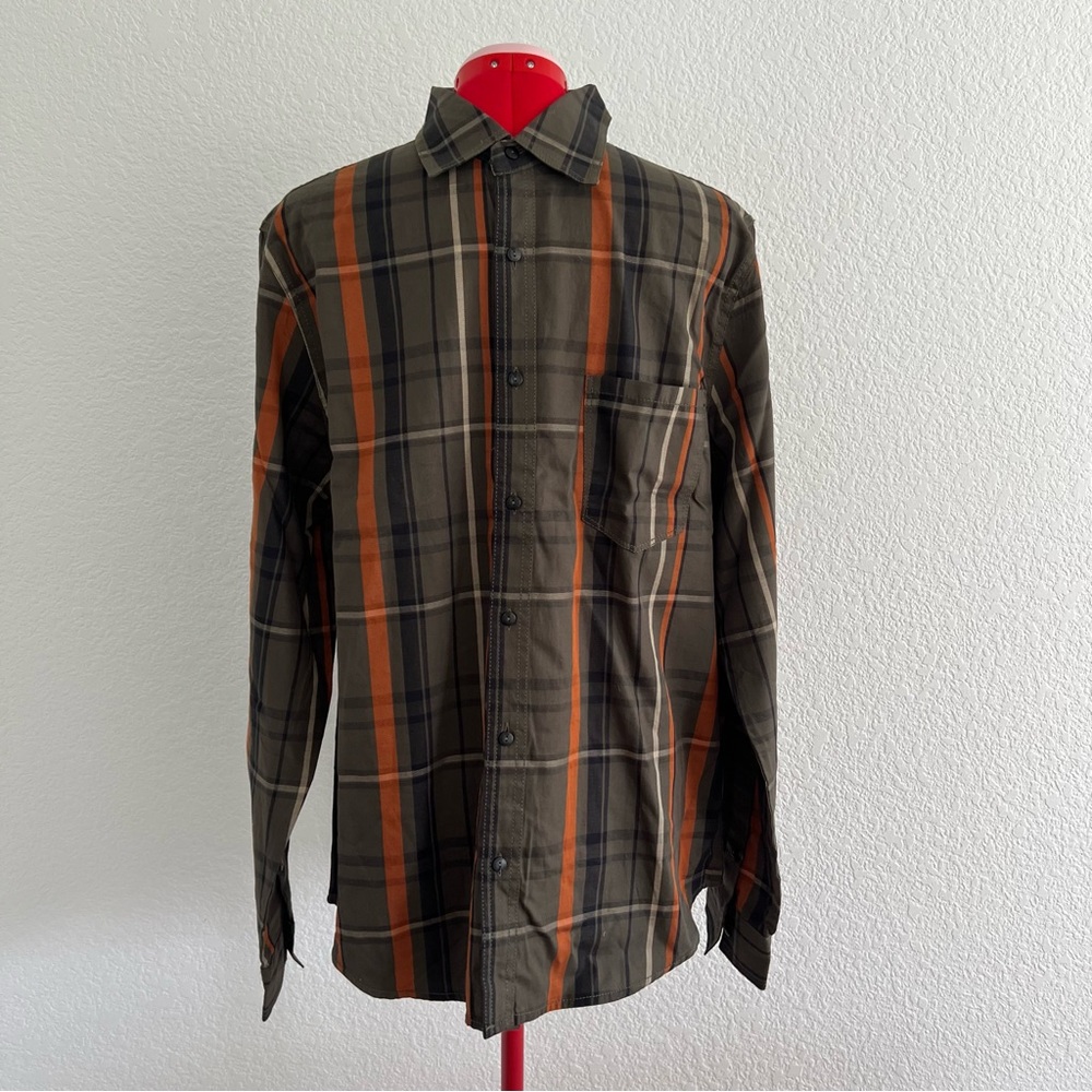 GLB Gold Label Brand Green Orange Button Down Shirt Size Large